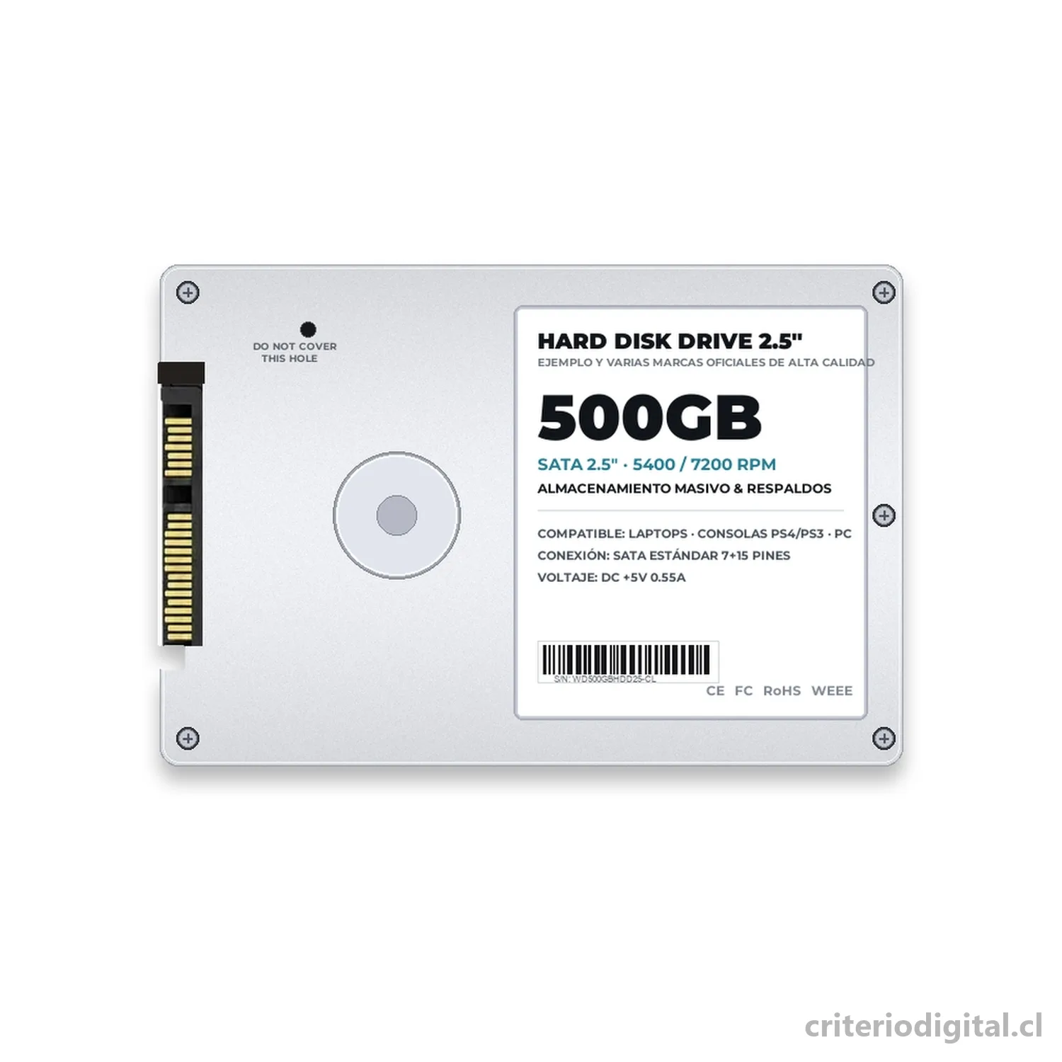 HDD 2.5″ 500GB · Usado con garantía