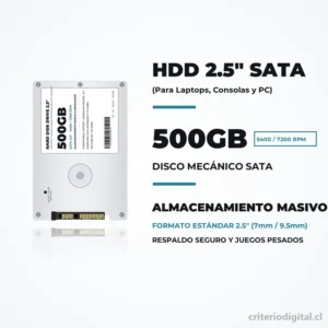 HDD 2.5″ 500GB · Usado con garantía - Vista Adicional