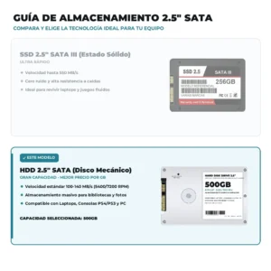 HDD 2.5″ 500GB · Usado con garantía - Vista Adicional