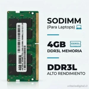 Memoria RAM 4GB DDR3L SO-DIMM para Notebook · Usado con garantía - Vista Adicional