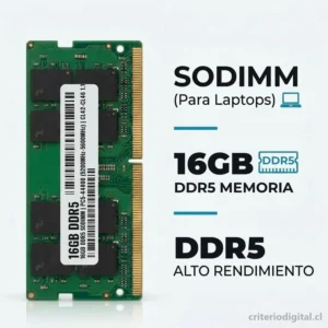 Memoria RAM 16GB DDR5 SO-DIMM para Notebook · Usado con garantía - Vista Adicional